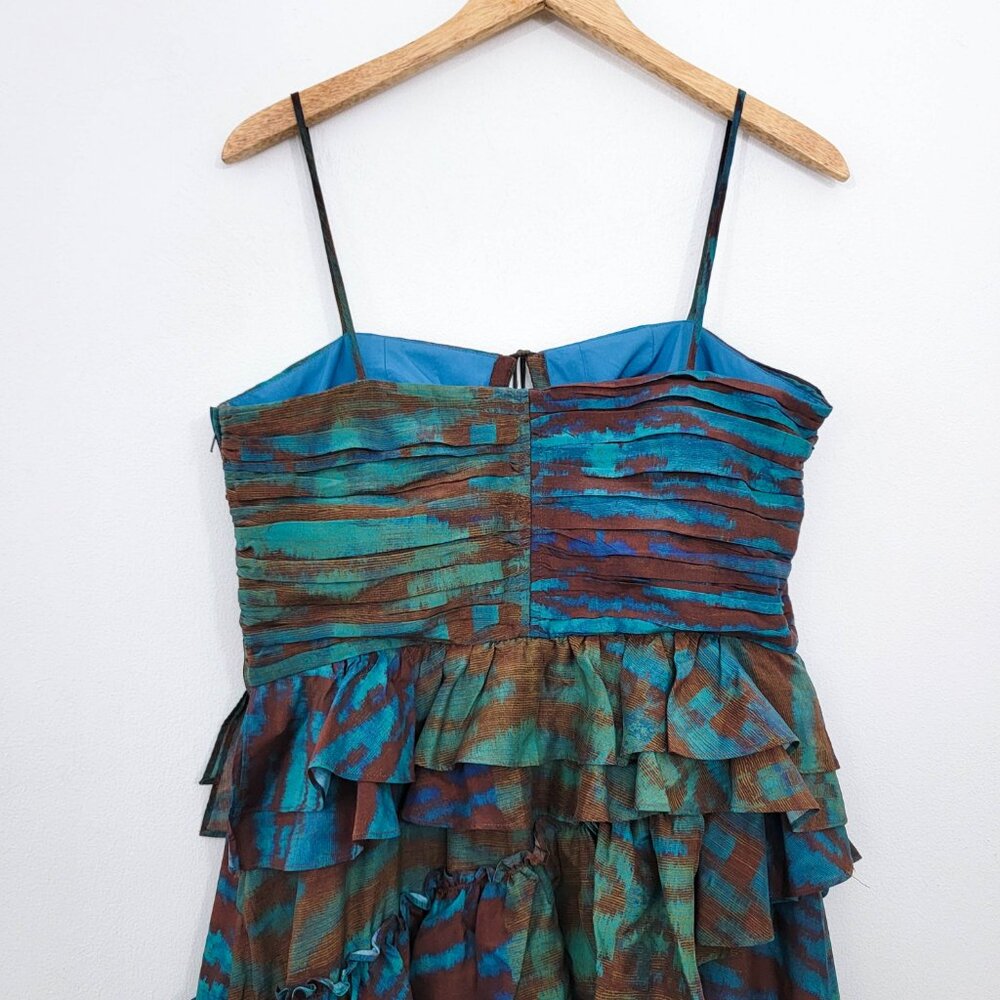 Ulla Johnson Zenat Tiered Asymmetric Ruffle Silk Gown in Emerald 12 - Picture 7 of 10